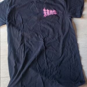 ELDON‎ Mens Black Manga Anime Graphic T-Shirt Pink Kanji Streetwear Tee L.A.
